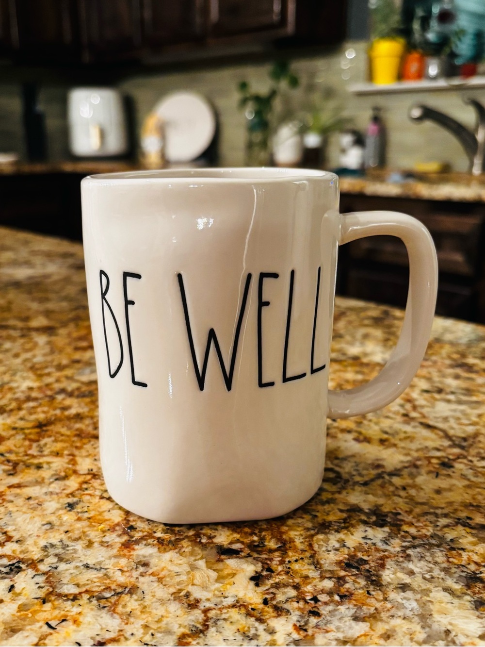Rae Dunn Cream 'BE WELL' Ceramic Mug with Black Lettering